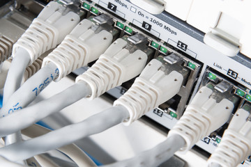 ethernet cables connected to switch