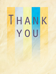 Thank you word on colorful textured paper