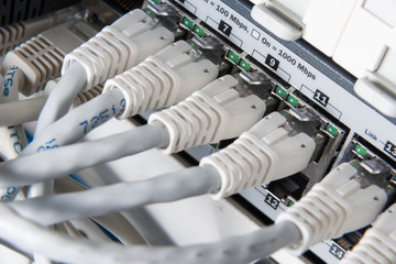 ethernet cables connected to switch