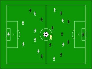 illustration of football pitch with players