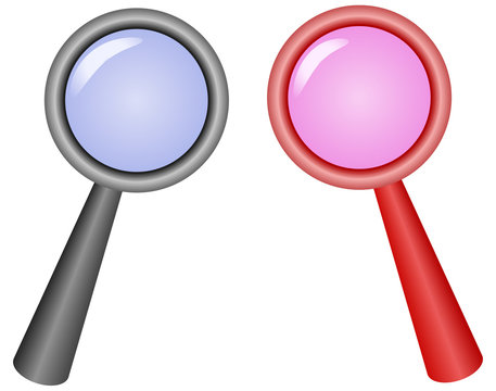 two magnifying glass icons