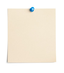 Empty piece of paper with thumb tack - obrazy, fototapety, plakaty
