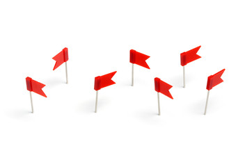 Red flag push pins