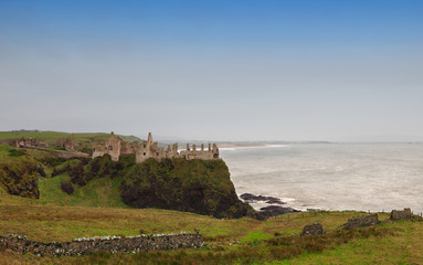 Fototapeta na wymiar Ruins of Dunluce castle in Northern Ireland