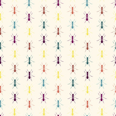 Colourful ants seamless pattern
