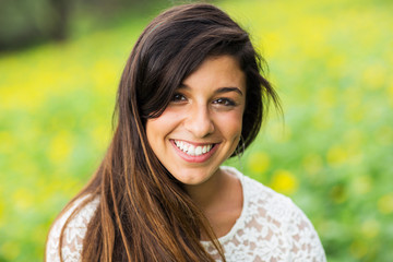 portrait of a beautiful young brunette woman