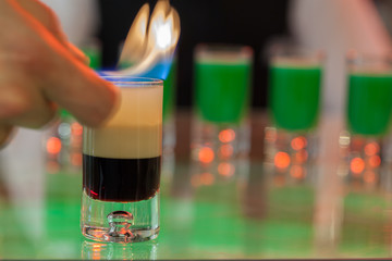 Flaming B-52 cocktail