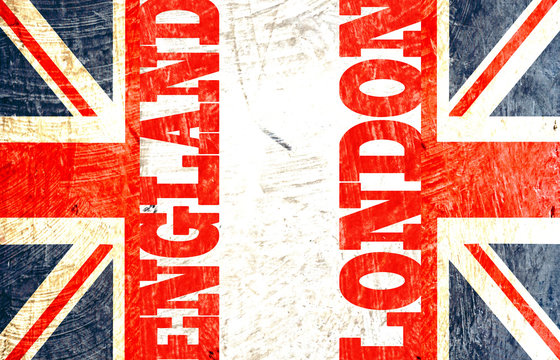 drapeau anglais coupé avec écrit london england