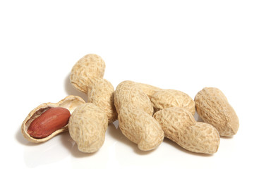 Peanuts on a white background