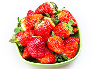 plate of strawberries isolated on white background