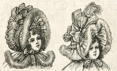 portrait of little victorian girl in vintage hat