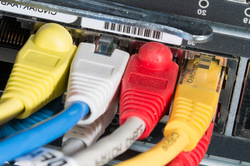 ethernet cables connected to switch
