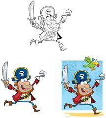 Pirate Running with Sword and Hook.Collection