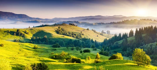 Fleecedeken met foto bergen landschap © Leonid Tit