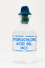 Hydrochloric acid in a bottle