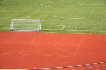 Movable Goal Post With Net At A Green Field
