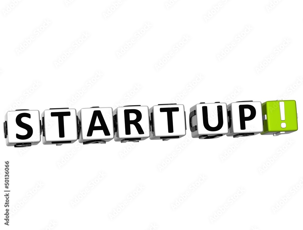 Poster 3d start up button click here block text