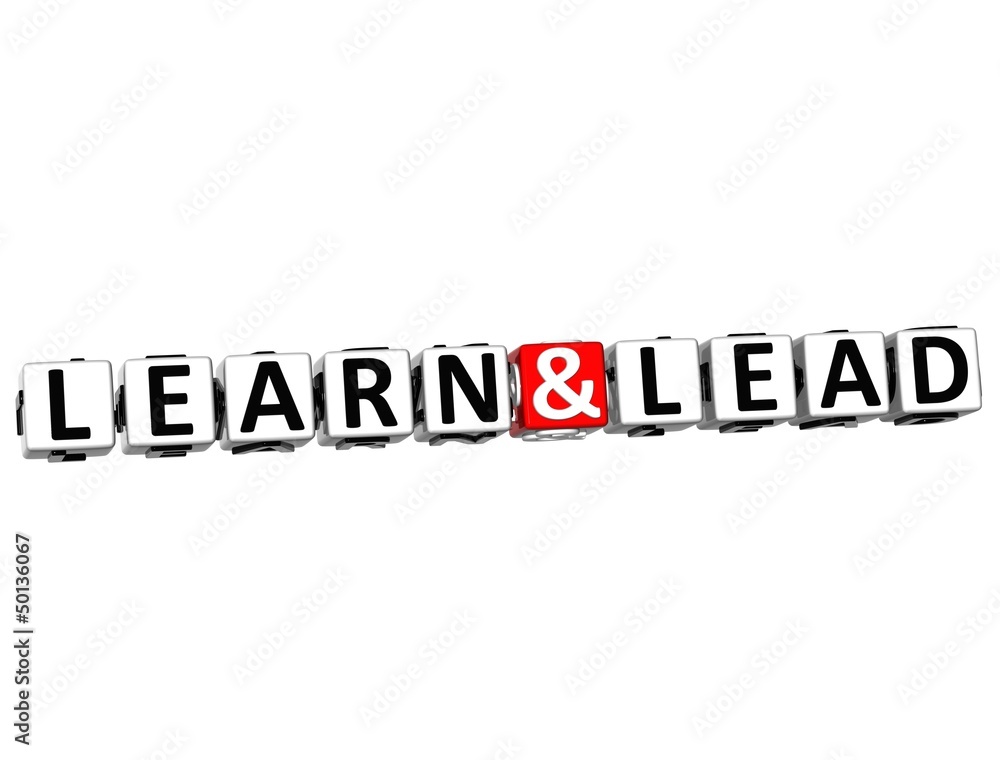 Poster 3d learn and lead button click here block text