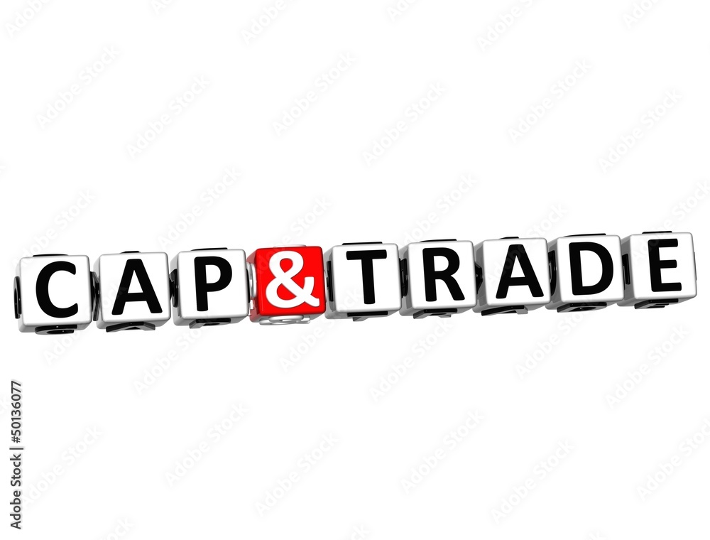Aufkleber 3d cap and trade button click here block text