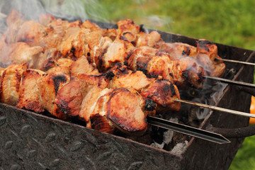 Delicious meat cooked on the grill