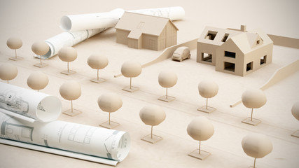 Architektur Planung Zeichung Miniatur Modelle © Gunnar Assmy