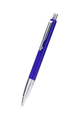 Blue ballpoint pen isolated on white background