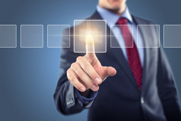 Man touching display
