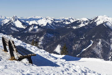 Naklejka na ściany i meble Winterliches Alpenpanorama vom Wallberg aus gesehen