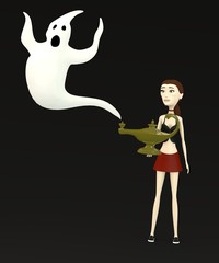 3d render of cartoon character with lamp