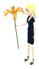 3d render of cartoon character with lily