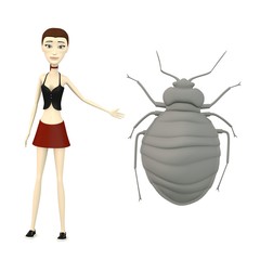 3d render of cartoon character with bedbug