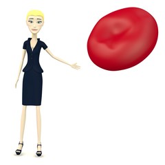 3d render of cartoon character with red blood cell