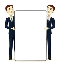 3d render of cartoon characters with empty board