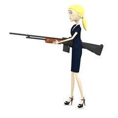 3d render of cartoon character with gun