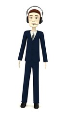 3d render of cartoon character with headphones