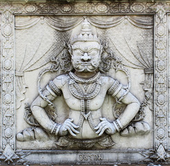 Ramayana relief sculpture at Thai temple