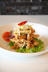 Deep fried fish. Thai style food.