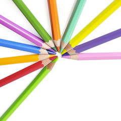Fototapeta premium Group of color pencils on white background