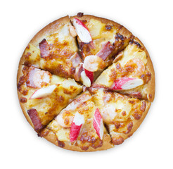 Close-up of sea food pizza