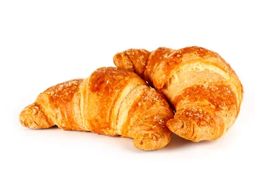 Fotobehang Croissant op een witte achtergrond © Tesgro  Tessieri