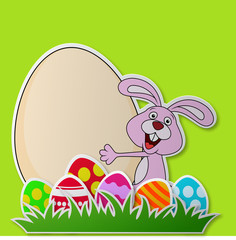 Paper card with rabbit and Easter egg