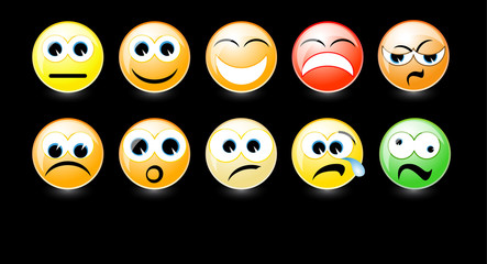 smiley faces on black background