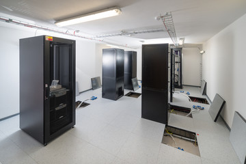 server room with server cabinets
