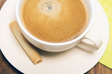 Closeup of cup of coffee