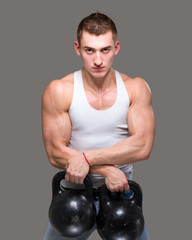 man exercising weight training workout fitness