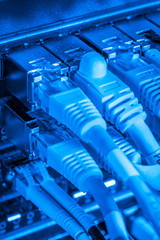 ethernet cables connected to switch