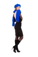 woman portrait with beret and scarf