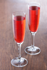 Kir royale cocktail prepared in the traditional way