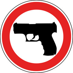 Waffe tragen verboten - Verbotszeichen