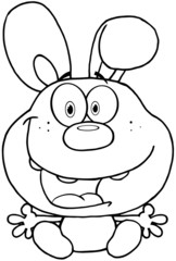 Outlined Cute Bunny Cartoon Character